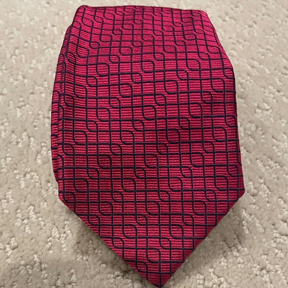Duchamp Pink and Black Geometric Tie CB